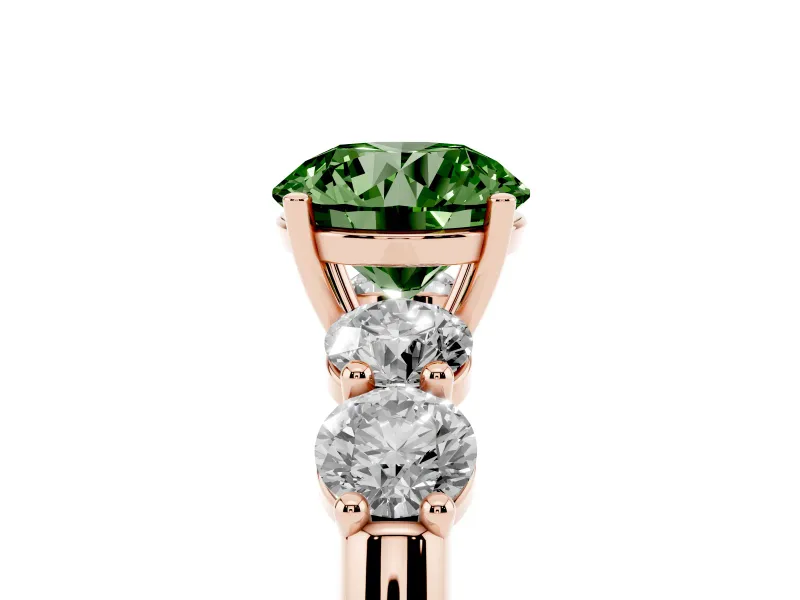 Round 5 Stone Engagement Ring Setting for a Fancy Green Lab-Grown Diamond | Rose Gold