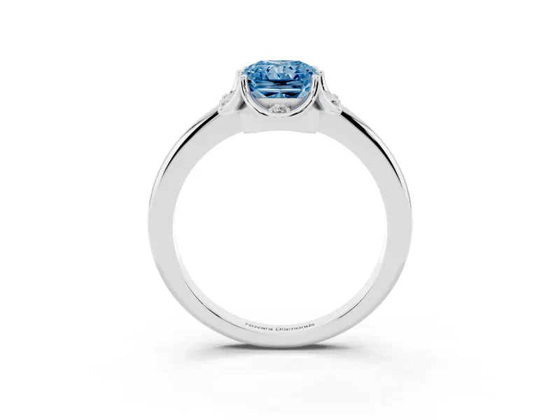 Radiant Cut Petal Halo Engagement Ring Setting for a Fancy Blue Lab-Grown Diamond | Sterling Silver