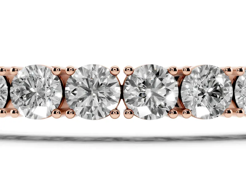 Round Lab-Grown Diamond In-Line Tennis Bracelet | Shared Prongs | Rose Gold