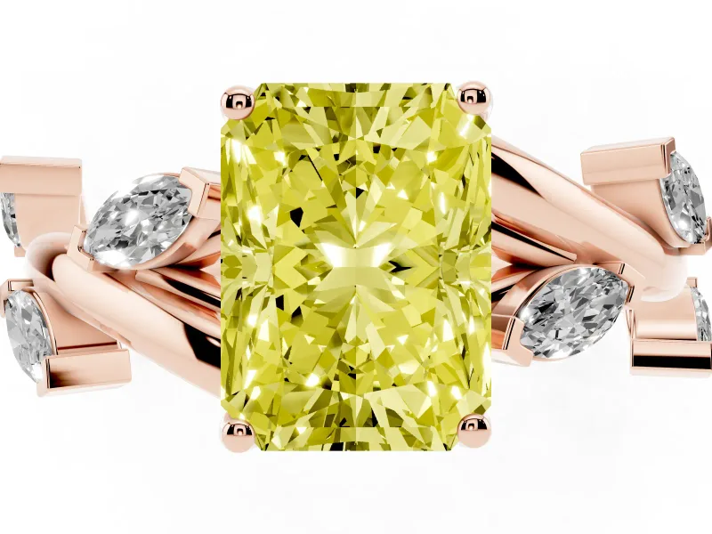 Radiant Cut Twisted Vine Engagement Ring Setting for a Fancy Yellow Lab-Grown Diamond | Rose Gold