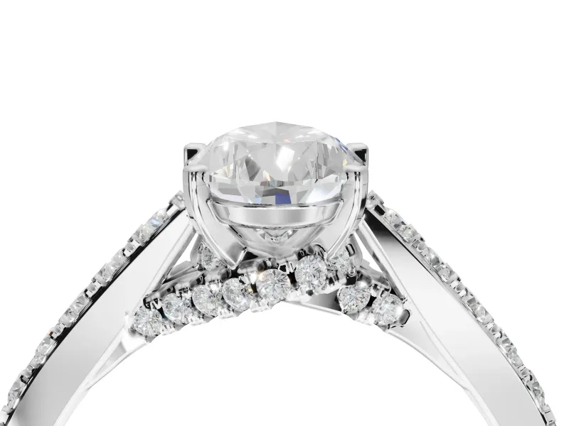 Pear-Shaped Pavé Solitaire Engagement Ring Setting | Crossover Gallery | White Gold