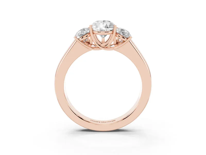 Pear-Shaped Three Stone Engagement Ring Setting | Touching Side Stones | Rose Gold