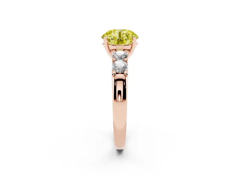 Round Five Stone Engagement Ring Setting for a Fancy Yellow Lab-Grown Diamond | Rose Gold