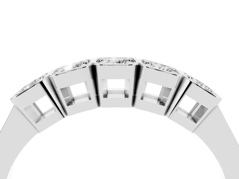Five-Stone Round Diamond Band Set in White gold with Bezel Setting