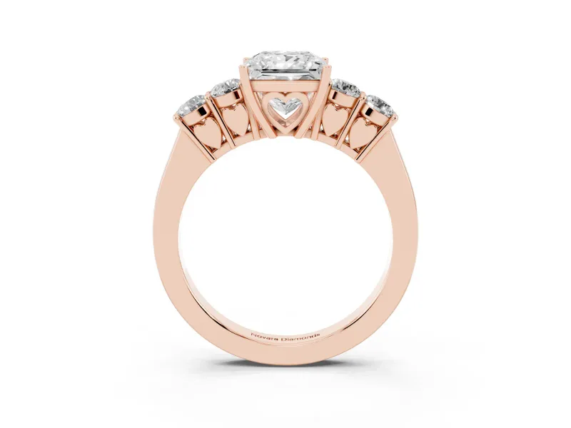Princess Cut Close Set Five Stone Engagement Ring Setting | Rose Gold