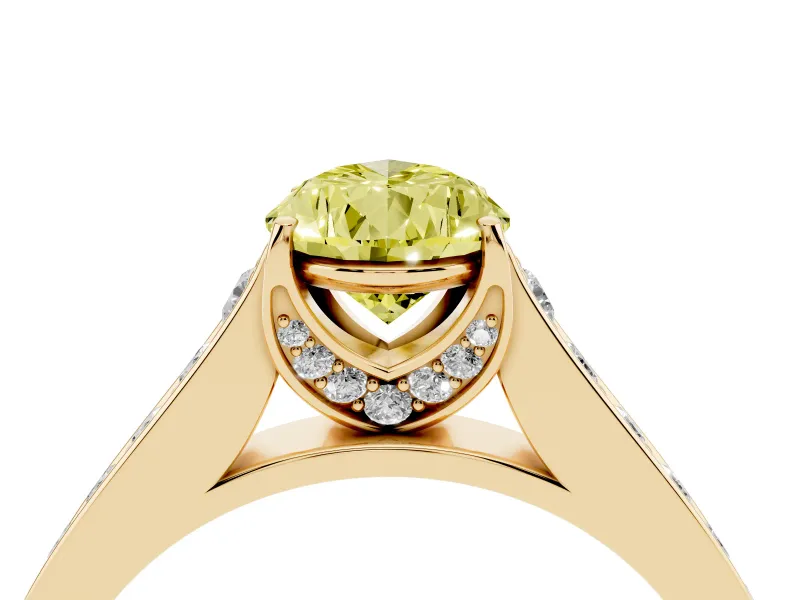 Pear-Shaped Graduated Pavé Engagement Ring Setting for a Fancy Yellow Lab-Grown Diamond | Yellow Gold