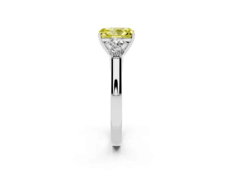 Radiant Cut Close Set Five Stone Engagement Ring Setting for a Fancy Yellow Lab-Grown Diamond | Sterling Silver