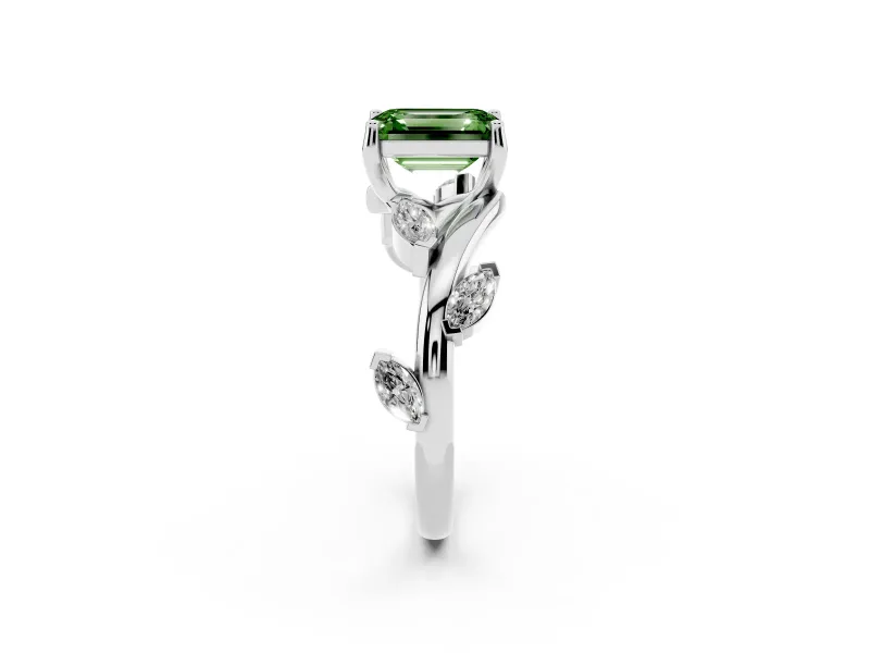 Emerald Cut Twisted Vine Engagement Ring Setting for a Fancy Green Lab-Grown Diamond | Platinum