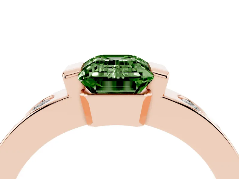 Emerald Cut Tension Style Engagement Ring Setting for a Fancy Green Lab-Grown Diamond | Rose Gold
