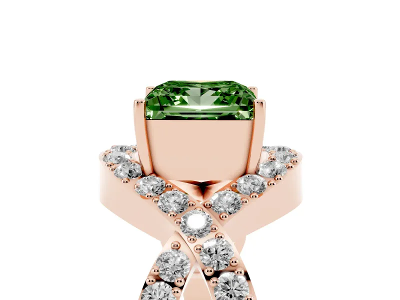 Princess Cut Infinity Twist Engagement Ring Setting for a Fancy Green Lab-Grown Diamond | Rose Gold