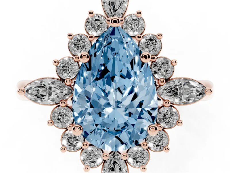 Pear-Shaped Engagement Ring Setting for a Fancy Blue Lab-Grown Diamond | Rose Gold - Design NV-24790