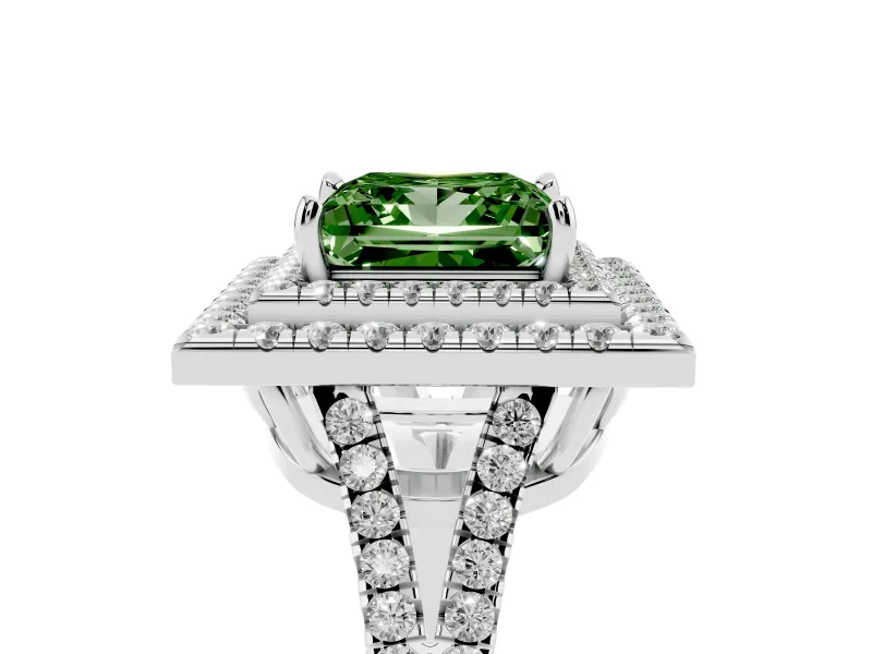 Princess Cut Halo Engagement Ring Setting for a Fancy Green Lab-Grown Diamond | Platinum - Design NV-24799