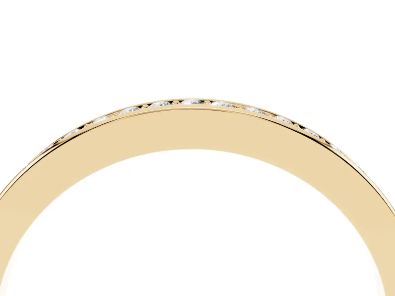 Round Lab-Grown Diamond Low Profile Pavé Wedding Band | Three-Quarter Eternity | Yellow Gold