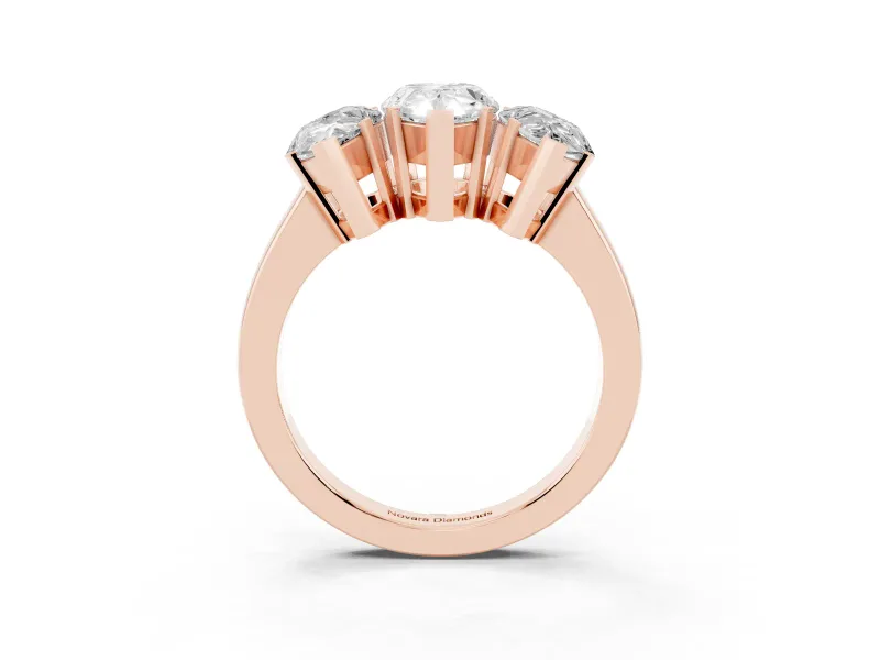Pear-Shaped Three Stone Engagement Ring Setting | Large Side Stones | Rose Gold