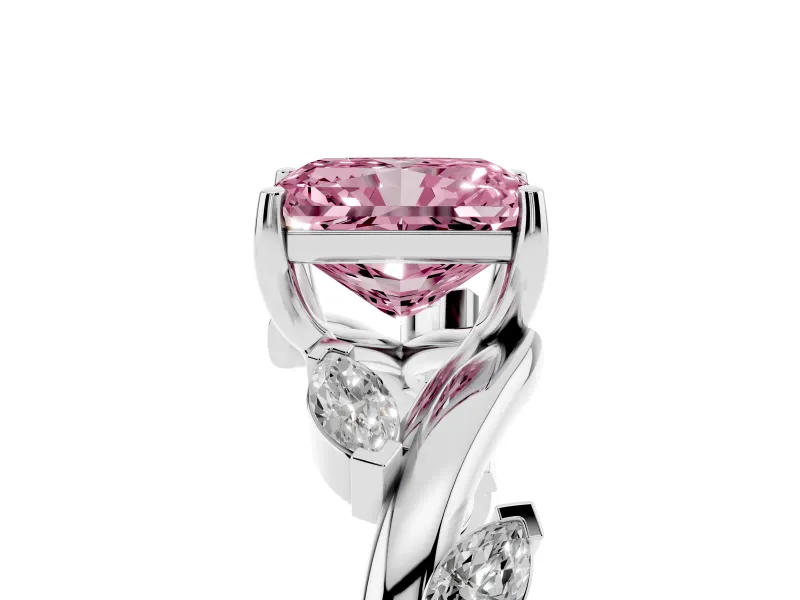 Radiant Cut Twisted Vine Engagement Ring Setting for a Fancy Pink Lab-Grown Diamond | Platinum