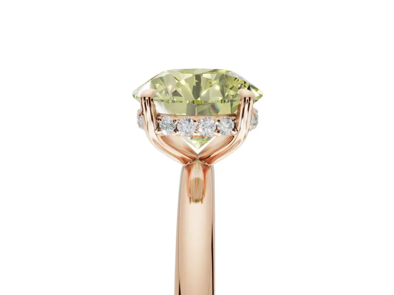 Round Hidden Halo Ring Setting for a Fancy Yellow Lab-Grown Diamond | Rose Gold