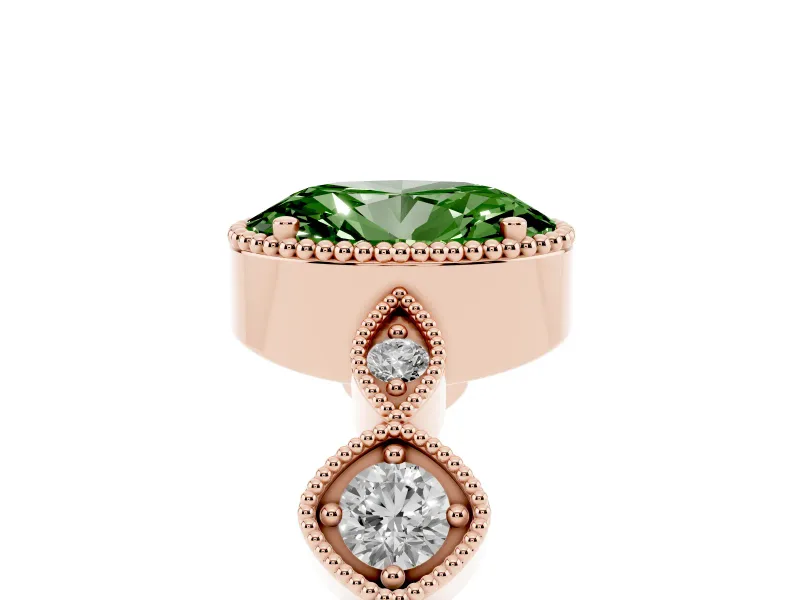 Oval Vintage Engagement Ring Setting for a Fancy Green Lab-Grown Diamond | Rose Gold