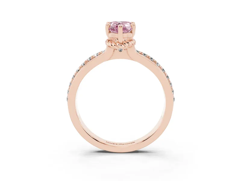 Pear-Shaped Channel Set Engagement Ring Setting for a Fancy Pink Lab-Grown Diamond | Rope Collar | Rose Gold