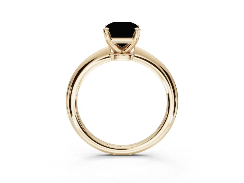 Radiant Cut Solitaire Engagement Ring Setting for a Fancy Pink Lab-Grown Diamond | Tapered Plain Band | Yellow Gold