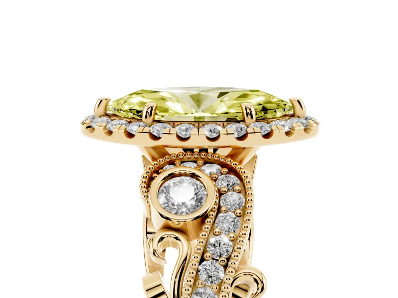 Marquise Halo Engagement Ring Setting for a Fancy Yellow Lab-Grown Diamond | Yellow Gold - Design NV-24754