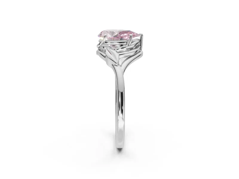 Pear-Shaped Bypass Solitaire Engagement Ring Setting for a Fancy Pink Lab-Grown Diamond | Platinum