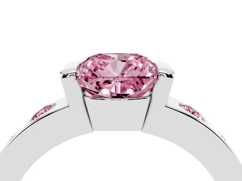 Cushion Cut Tension Style Engagement Ring Setting for a Fancy Pink Lab-Grown Diamond | White Gold