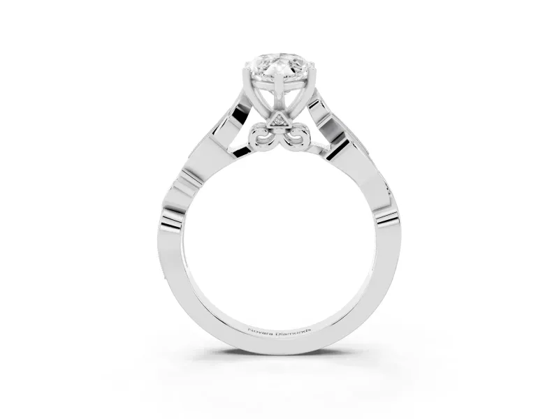 Marquise Vintage Vine Solitaire Engagement Ring Setting | Milgrain Leaves | Platinum