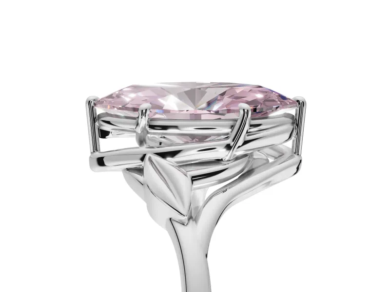Marquise Leaf Bypass Solitaire Engagement Ring Setting for a Fancy Pink Lab-Grown Diamond | Sterling Silver