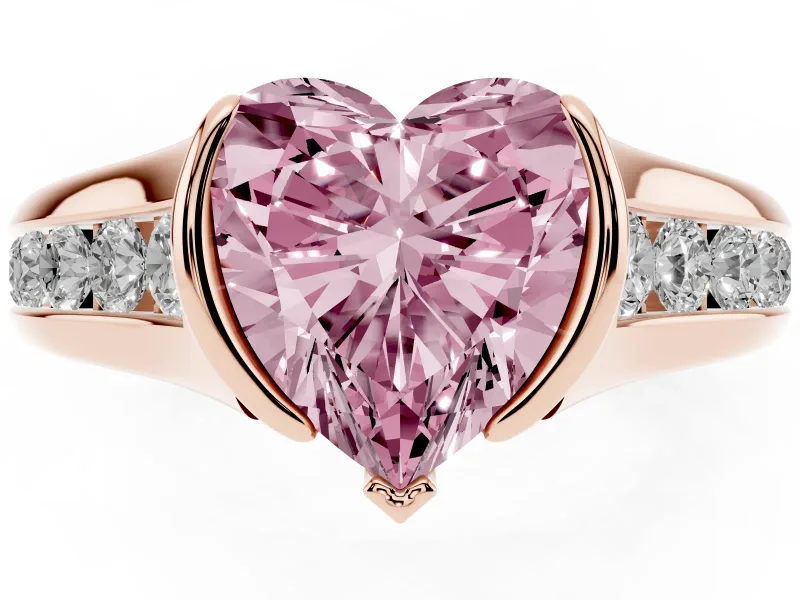 Heart-Shaped Half Bezel Engagement Ring Setting for a Fancy Pink Lab-Grown Diamond | Rose Gold