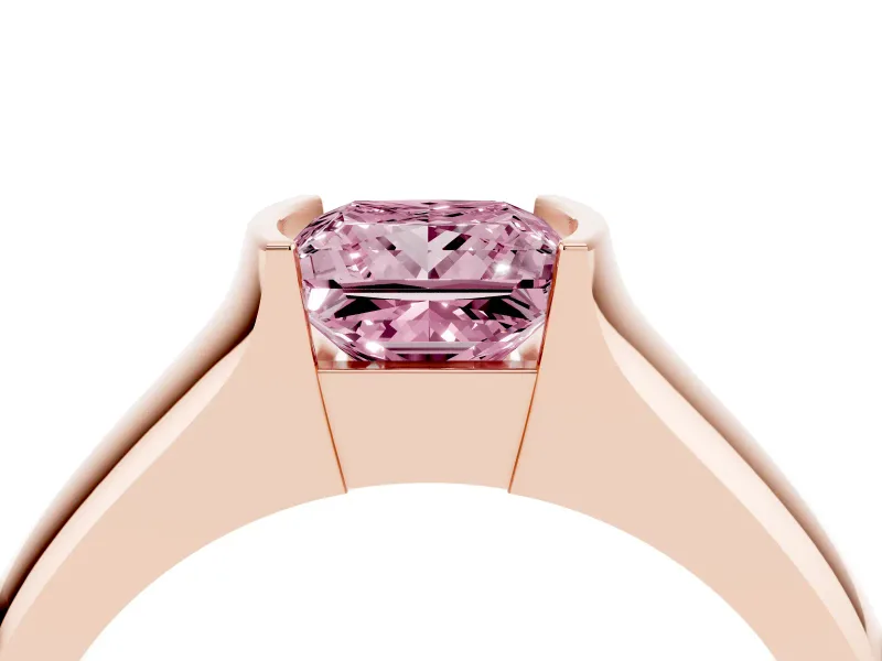 Princess Cut Half Bezel Solitaire Engagement Ring Setting for a Fancy Pink Lab-Grown Diamond | Wide Band | Rose Gold