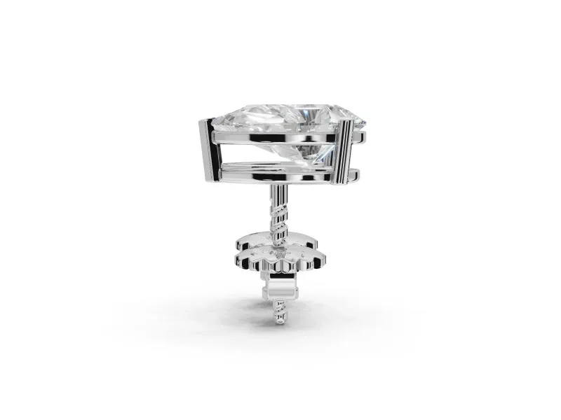 Asscher Cut Lab-Grown Diamond Solitaire Basket Stud Earrings | Open Gallery | White Gold