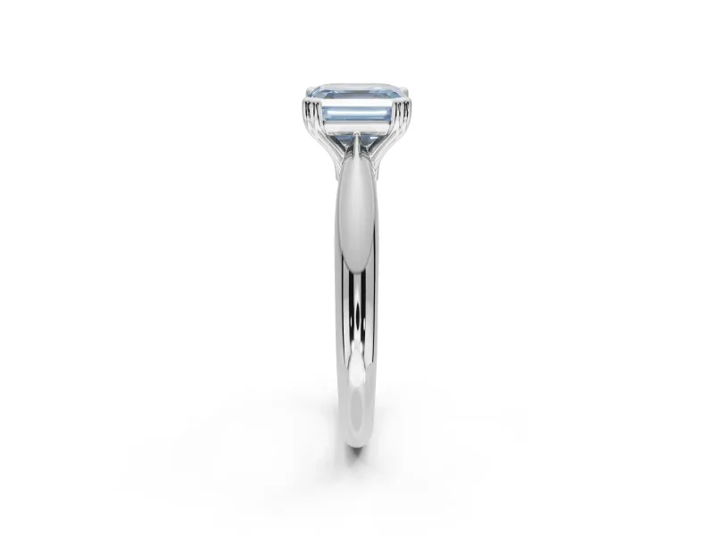 Princess Cut Tapered Solitaire Engagement Ring Setting for a Fancy Blue Lab-Grown Diamond | Sterling Silver