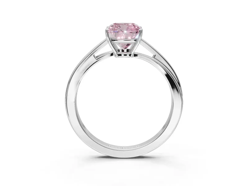 Cushion Cut Bypass Solitaire Engagement Ring Setting for a Fancy Pink Lab-Grown Diamond | White Gold
