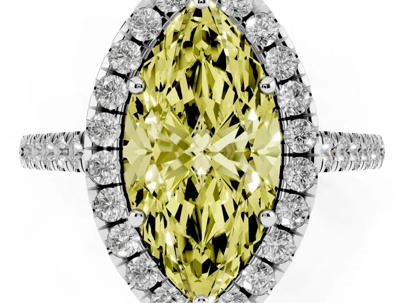 Marquise Raised Halo Engagement Ring Setting for a Fancy Yellow Lab-Grown Diamond | Platinum
