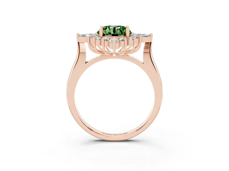 Round Engagement Ring Setting for a Fancy Green Lab-Grown Diamond | Rose Gold - Design NV-24790