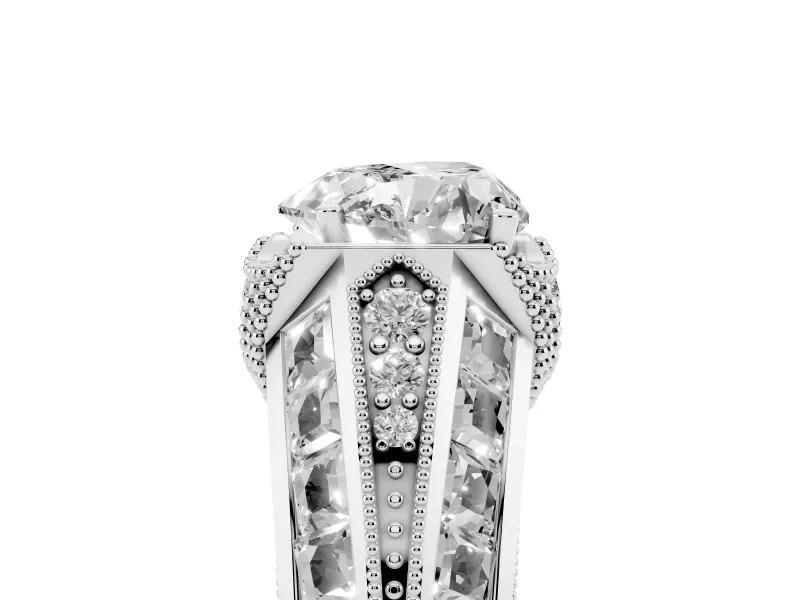 Heart-Shaped Vintage Milgrain Engagement Ring Setting | Hidden Halo | Sterling Silver