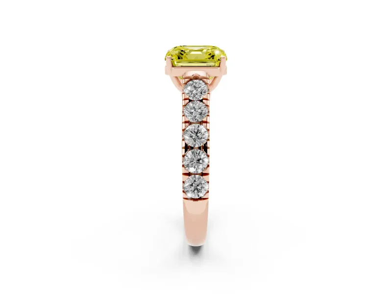 Asscher Cut Engagement Ring Setting for a Fancy Yellow Lab-Grown Diamond | Rose Gold - Design NV-24643