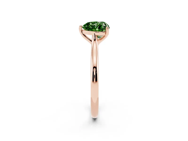 Heart-Shaped Cathedral Engagement Ring Setting for a Fancy Green Lab-Grown Diamond | Rose Gold