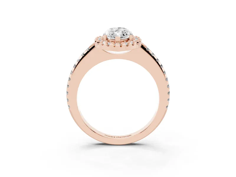 Marquise Pave Halo Engagement Ring Setting | Pave Band | Rose Gold