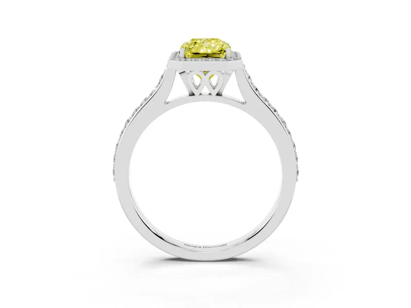 Radiant Cut Halo Engagement Ring Setting for a Fancy Yellow Lab-Grown Diamond | Platinum - Design NV-24729