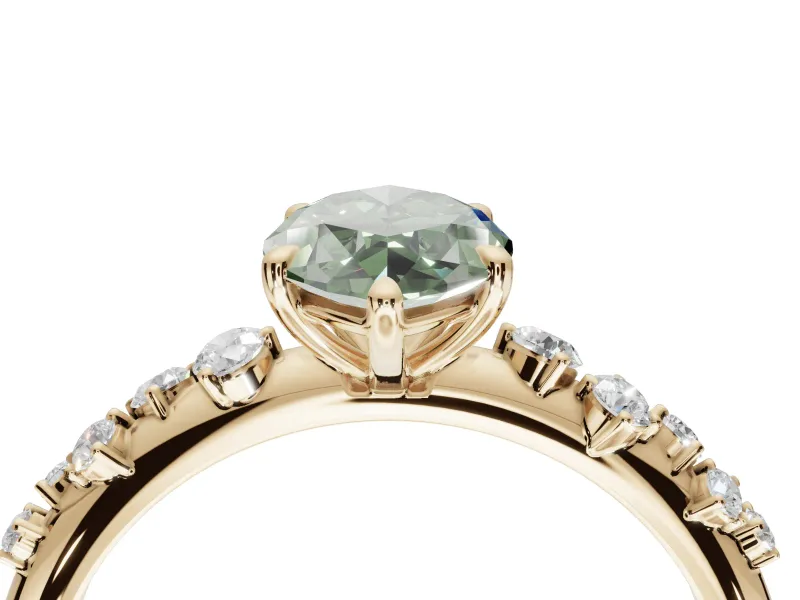 Marquise Graduated Solitaire Engagement Ring Setting for a Fancy Green Lab-Grown Diamond | Yellow Gold
