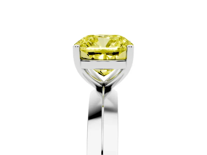 Cushion Cut Knife-Edge Engagement Ring Setting for a Fancy Yellow Lab-Grown Diamond | Platinum