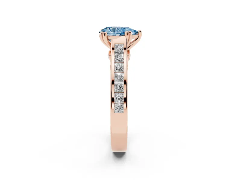 Pear-Shaped Channel Engagement Ring Setting for a Fancy Blue Lab-Grown Diamond | Rose Gold - Design NV-24671