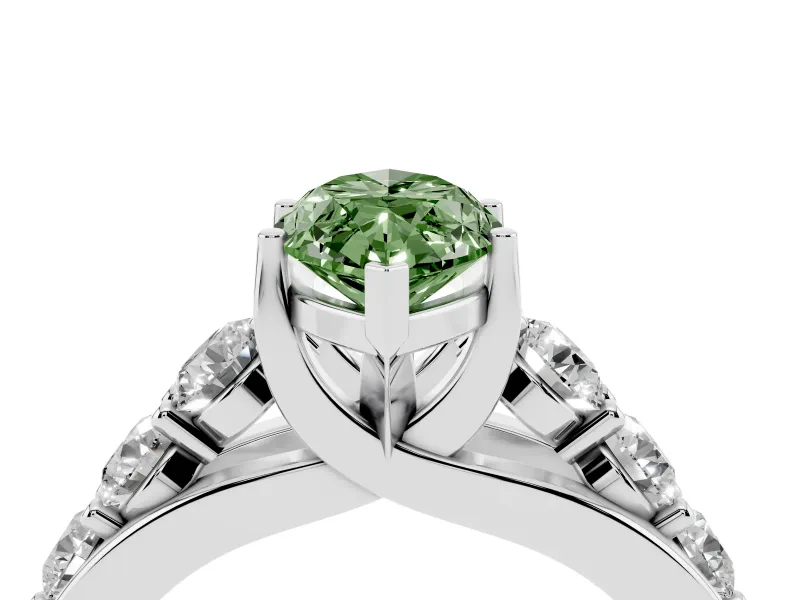 Marquise Graduated Engagement Ring Setting for a Fancy Green Lab-Grown Diamond | White Gold