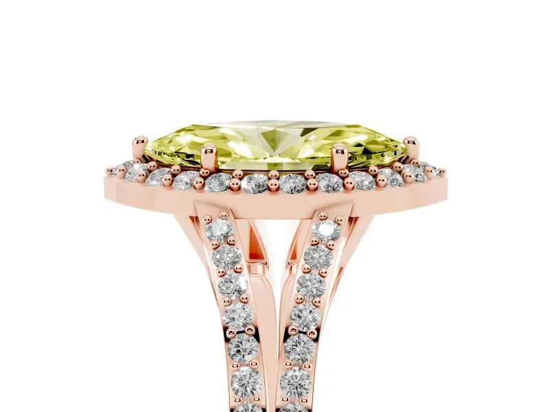 Marquise Split Shank Halo Engagement Ring Setting for a Fancy Yellow Lab-Grown Diamond | Rose Gold