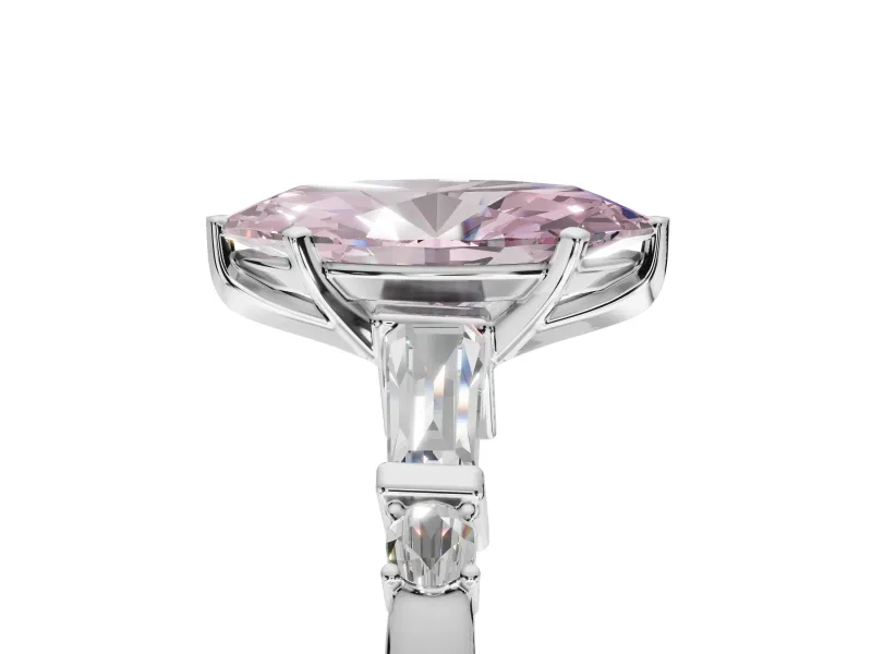 Marquise Tapered Baguette Engagement Ring Setting for a Fancy Pink Lab-Grown Diamond | Platinum