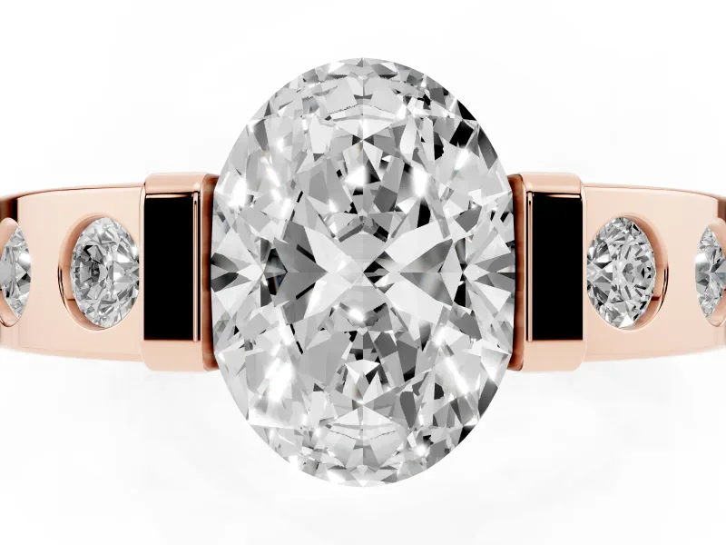 Oval Tension Style Engagement Ring Setting | Flush Set Accents | Rose Gold