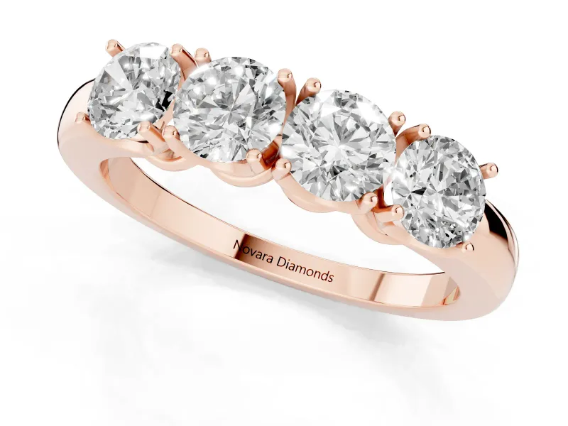 Four-Stone Round Diamond Band Set in Rose gold with Prong Setting