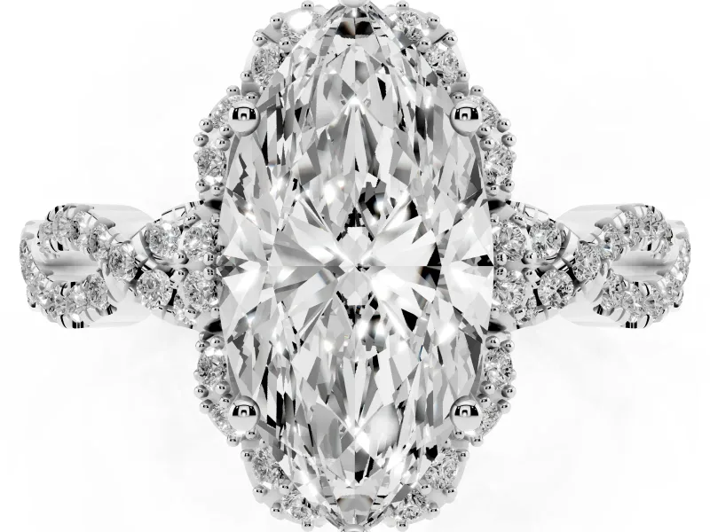 Marquise Milgrain Halo Engagement Ring Setting | Graduated Shoulders | Platinum