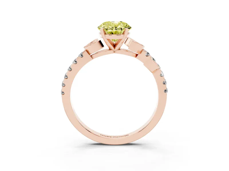 Oval Leaf Pavé Engagement Ring Setting for a Fancy Yellow Lab-Grown Diamond | Rose Gold